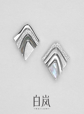 白岚云川耳钉925银母贝耳环精致气质耳饰耳坠女士轻奢设计ED4486