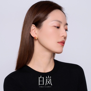 白岚红玛瑙钱币耳钉925银耳饰本命年红色饰品ED4836 12月上新