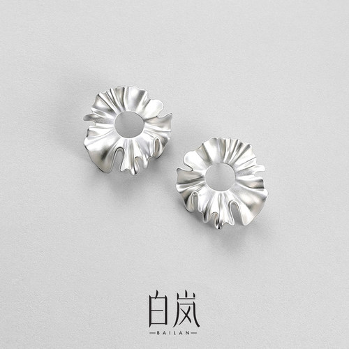 白岚鸢尾耳钉999银女气质耳环