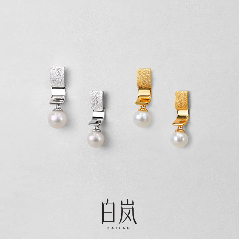 白岚银瓦珍珠耳钉925银耳环耳饰耳坠女新款气质原创饰品ED4576