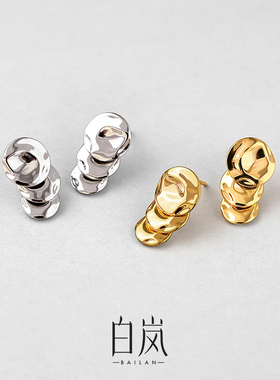 白岚锤纹圆片耳钉女新款爆款925银耳环耳饰轻奢设计感耳环ED4143