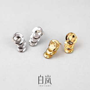 白岚锤纹圆片耳钉女新款 925银耳环耳饰轻奢设计感耳环ED4143 爆款