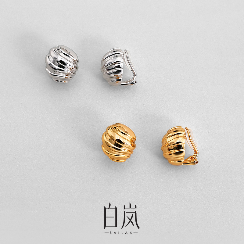 白岚涟漪耳夹925银无耳洞配饰女复古精致小众饰品轻奢耳饰ED4520