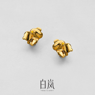 白岚葫芦叶耳钉耳夹925银耳饰女新款 高级首饰ED4841