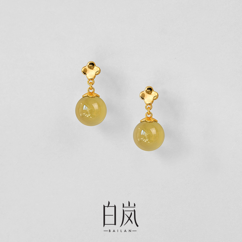 白岚海棠水晶耳钉黄水晶耳环耳饰耳坠新款轻奢气质饰品首饰ED4591