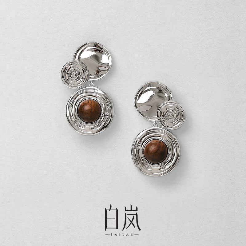 白岚观澜耳坠(限定版)黄花梨木耳环耳饰小众独特轻奢饰品ED4643