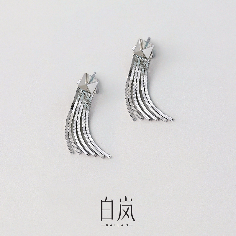 白岚几何流苏耳钉925银女爆款耳环气质耳饰轻奢小众耳环ED3994