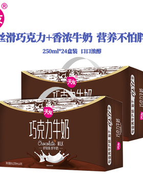 天友巧克力牛奶250ml*24盒*2提组合装毫升整全脂牛奶