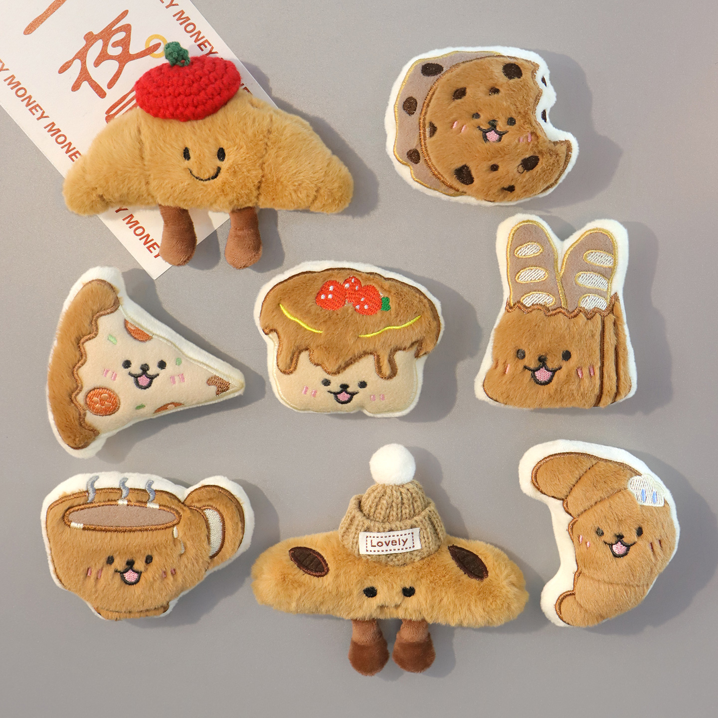 卡通可爱毛绒面包披萨装饰冰箱贴