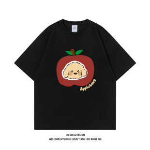圆领宽松百搭潮流 情侣款 CHRY STUDIO趣味ins卡通苹果小狗印花短袖