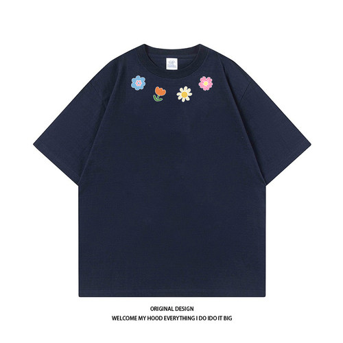 CHRY STUDIO潮牌简约小清新花朵印花短袖夏季宽松休闲百搭情侣T恤