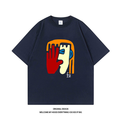 CHRY STUDIO潮流高级感ins港风插画印花短袖宽松休闲百搭情侣同款