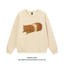 CHRY STUDIO简约趣味搞怪面包猫咪印花圆领卫衣宽松百搭休闲情侣