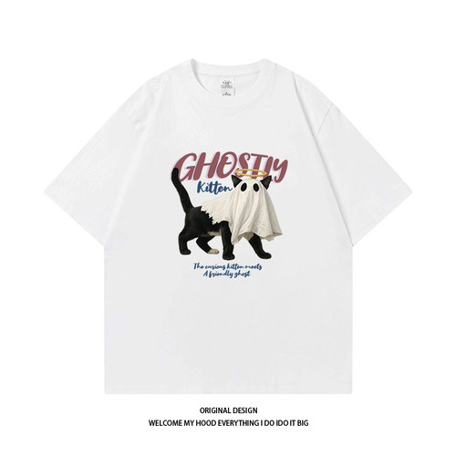 CHRY STUDIO美式潮牌抽象蒙脸小狗印花短袖夏季宽松百搭休闲情侣T