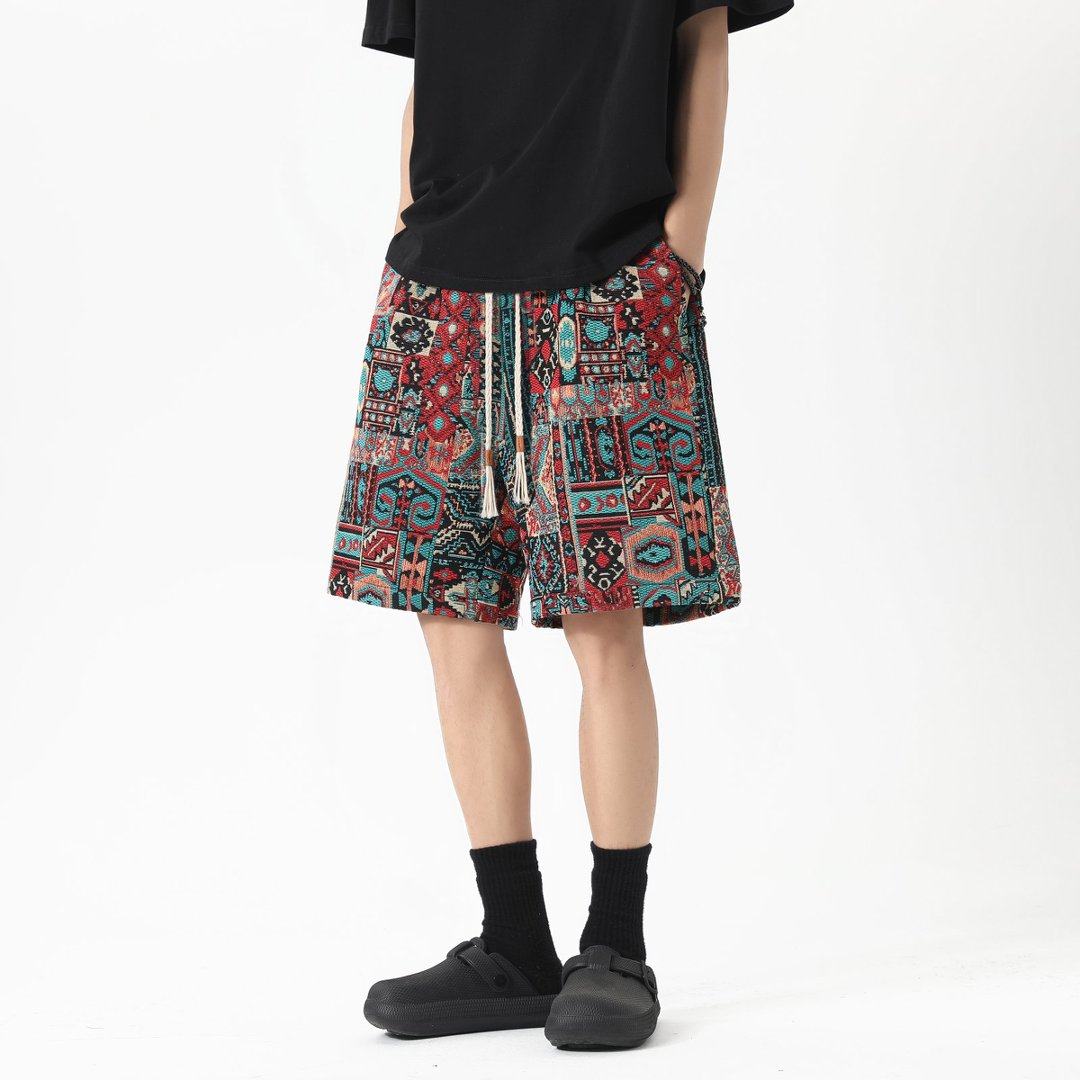 CHRY STUDIO民族风五分短裤夏季男女夏威夷宽松复古刺绣休闲裤子,男装,短裤,淘宝优惠券,粉丝福利购,淘宝优惠卷