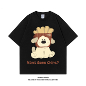 2024情侣同款 潮牌趣味薯条小狗印花短袖 宽松上衣T STUDIO美式 CHRY