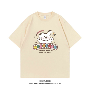 情侣款 卡通趣味小狗印花短袖 圆领T宽松百搭潮 STUDIO潮牌美式 CHRY