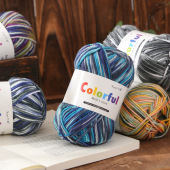 五股牛奶棉彩色渐变毛线团手工diy编织玩偶5股段染混合色宝宝毛线