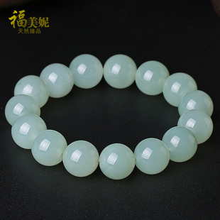 福美妮正品 天然阳绿玉石手串 男女款 珠链A货 缅甸冰糯种翡翠手链