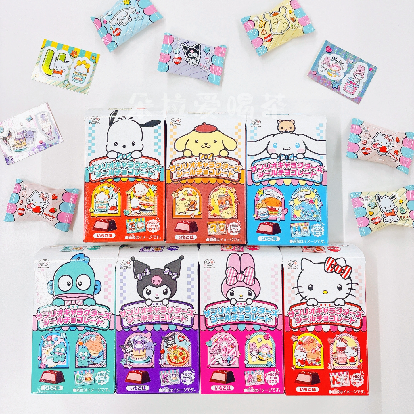 含贴纸】日本进口不二家三丽鸥草莓味夹心巧克力盒装5粒入