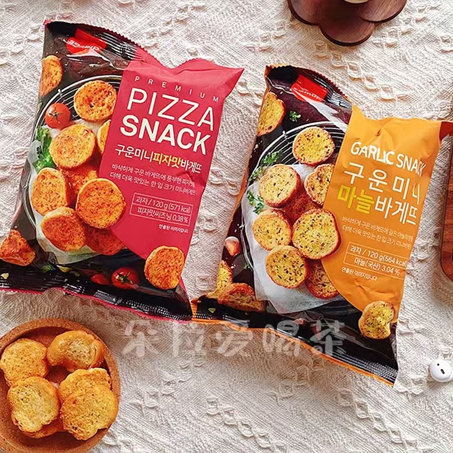 韩国进口三立饼干蜂蜜黄油味面包干黑胡椒味披萨味袋装100g
