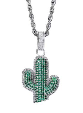 【现货】TRAVIS SCOTT X CactusJack 仙人掌吊坠满钻欧美嘻哈项链