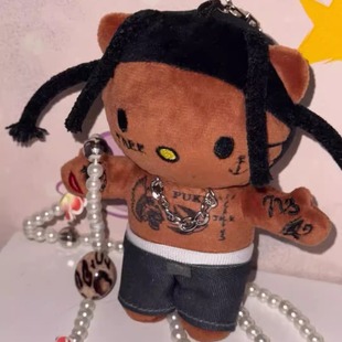 现货Travis kitty包包挂件SZA玩偶kanye钥匙扣潮流背包配饰 Scott