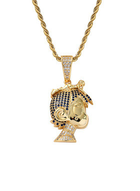 Lil Uzi Vert乌兹yyds同款项链欧美嘻哈卡通人物男女吊坠铜镶锆石