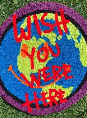 现货Travis Scott地毯AstroWorld周边手工针织毯家用 簇绒厚毛毯