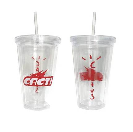 现货Travis Scott同款CACTI红色吸管杯可乐杯Cactus Jack饮料杯子