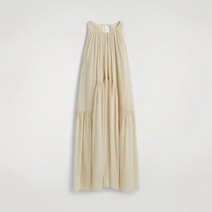 新品 型抽褶中长连衣裙奶油黄2026春季 1327642001 标准版 CS女装