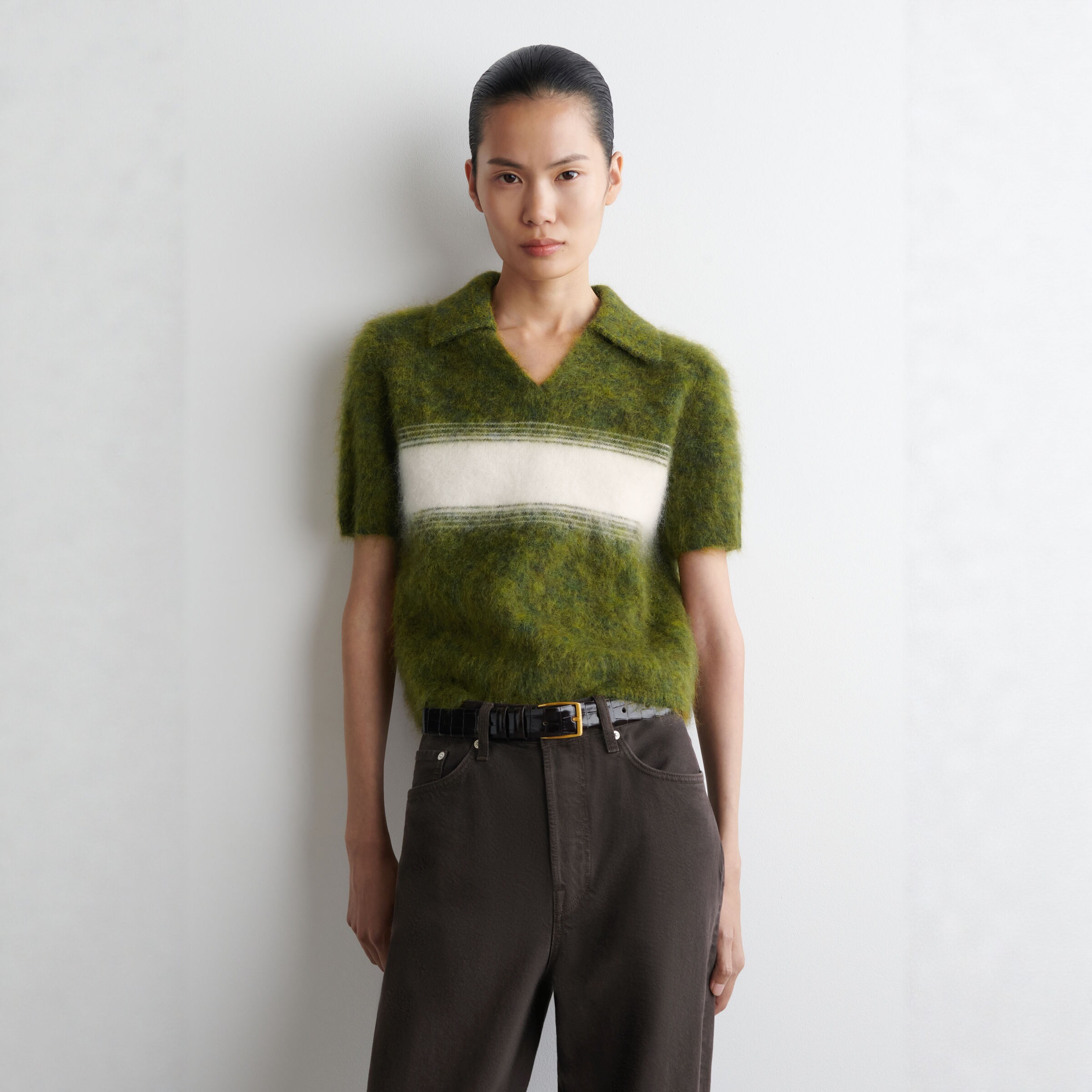 标准版型马海毛混纺Polo针织衫