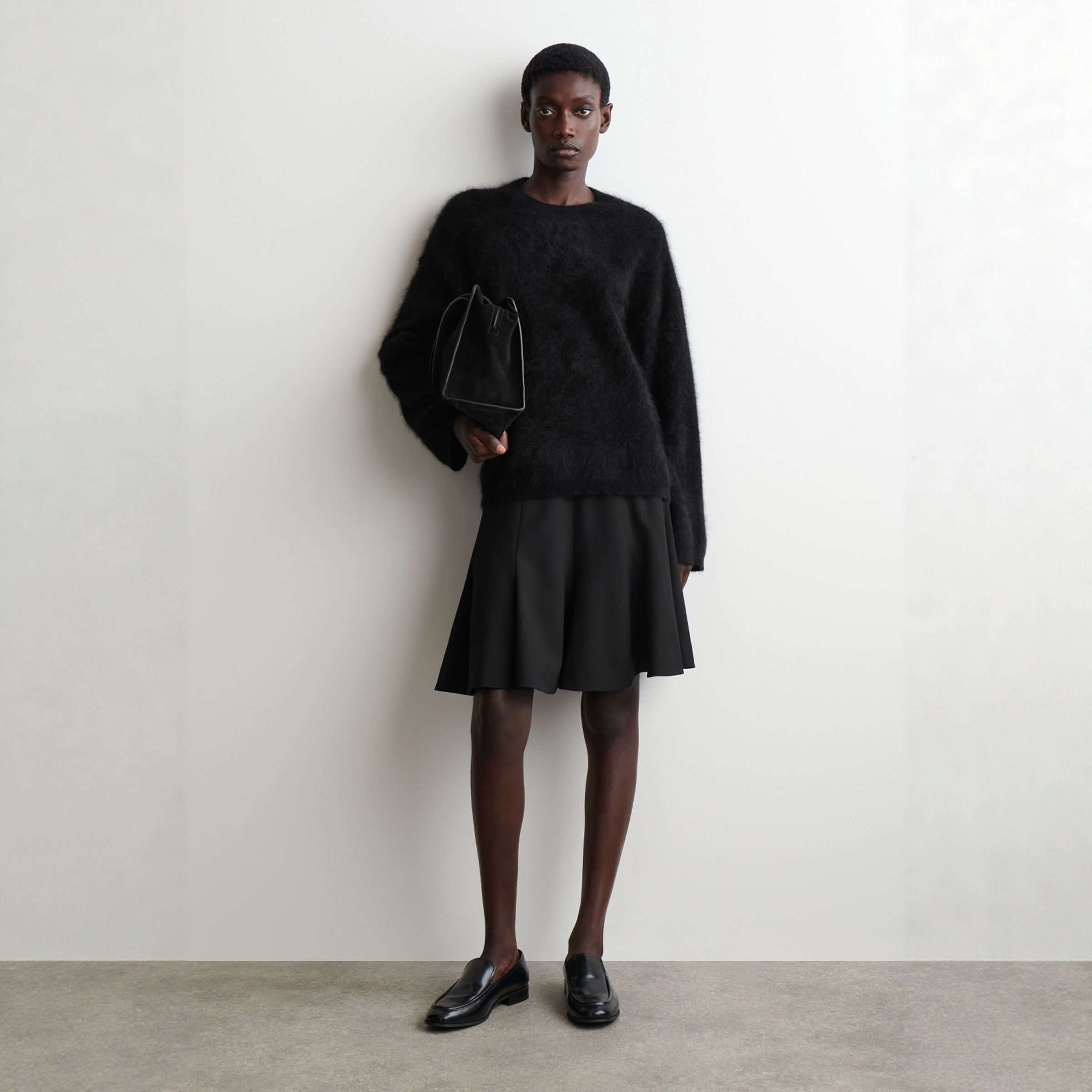 标准版型伞形羊毛混纺迷你半裙