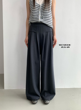 【SUE STUDIO】高腰西装料褶皱大阔腿显瘦休闲裤99053#