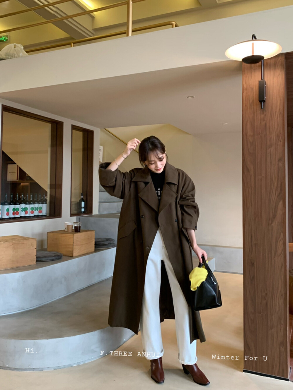 【F.THREE三姐妹】极简风夹棉气质收腰风衣(配腰带)  15967#