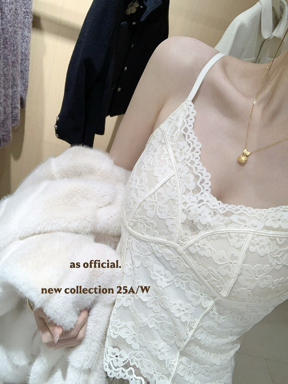 外套搭子！【AS OFFICIAL】蕾丝花边美背吊带背心15200#