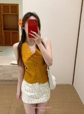 【AS OFFICIAL】简约百搭polo翻领背心小衫针织衫  13186#