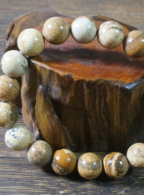 4548号 新疆哈密三塘湖国画泥石手链  花泥石手串 10.5mm