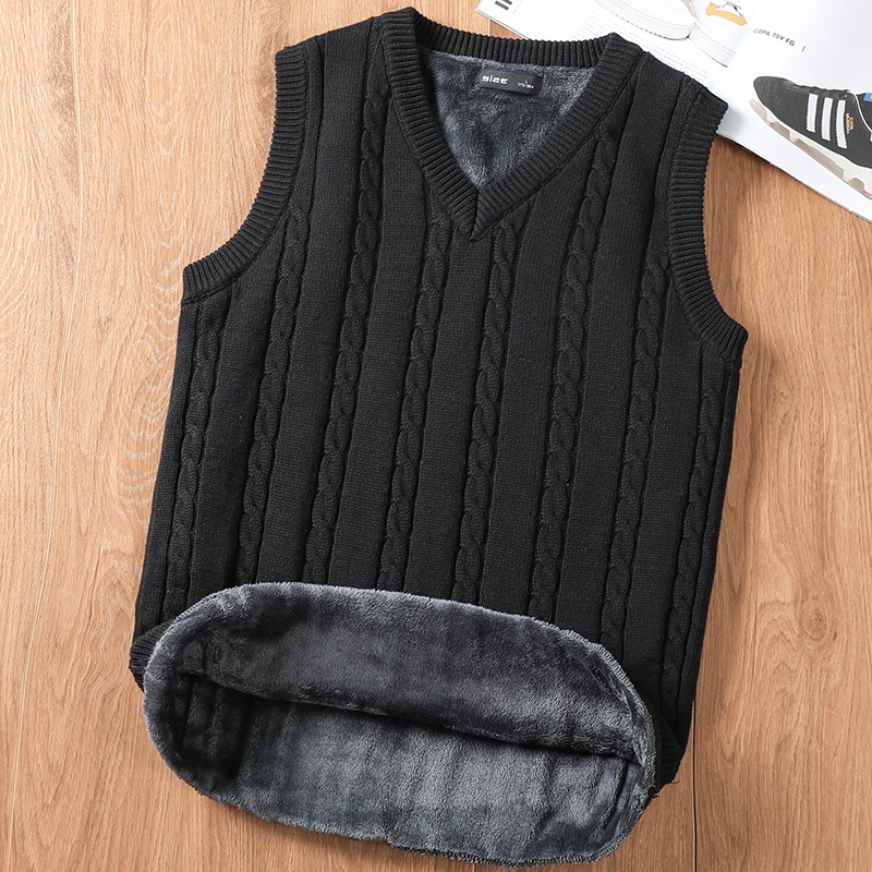 保暖背心男款毛衣马甲加绒加厚