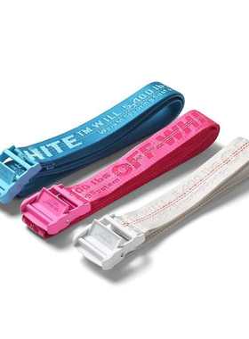 正确版本OFF OW黄色腰带Belt18ss WHITE工业风格帆布刺绣皮带2020