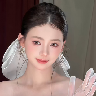 新娘超大缎面白色蝴蝶结发夹法式婚纱气质百搭头饰千金名媛风发饰