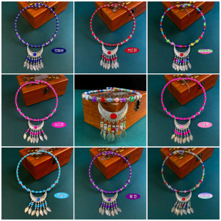 广西三月三壮服头饰民族风项链 颈圈 女士苗族藏银玛瑙项圈时尚