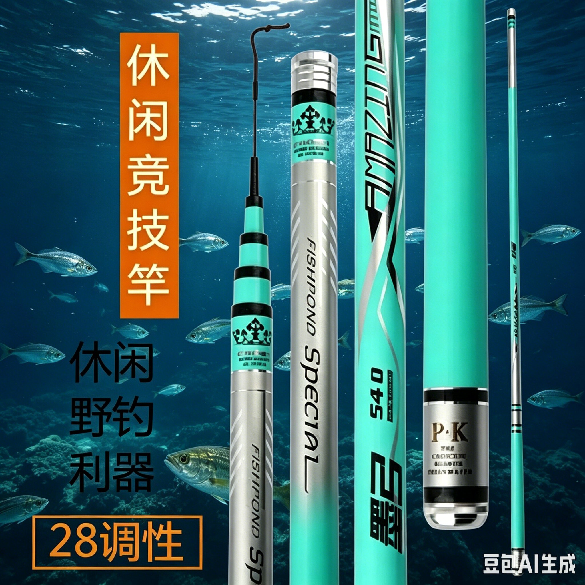 新款28 调碳素台钓竿超轻超硬手竿野钓鲫鱼鲤鱼竿休闲竞技钓鱼竿