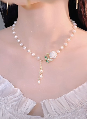 山茶花淡水珍珠项链女小众高级感