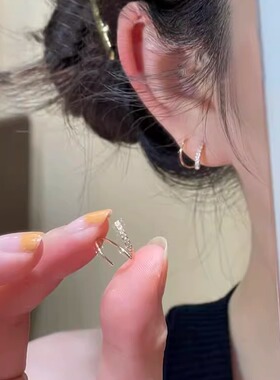 螺旋耳环女气质单排钻波浪耳钉