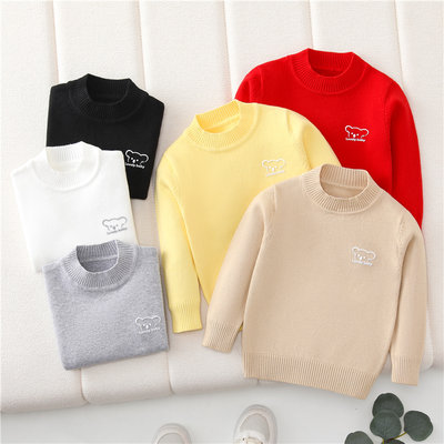 男童毛衣儿童秋冬季半高领针织衫中小童女宝宝纯棉打底衫加绒加厚
