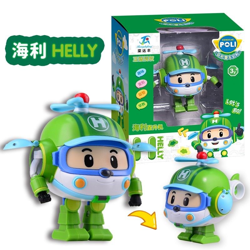 珀利变形警车救援队安巴海利直升机罗伊poli益智diy拼图小车玩具