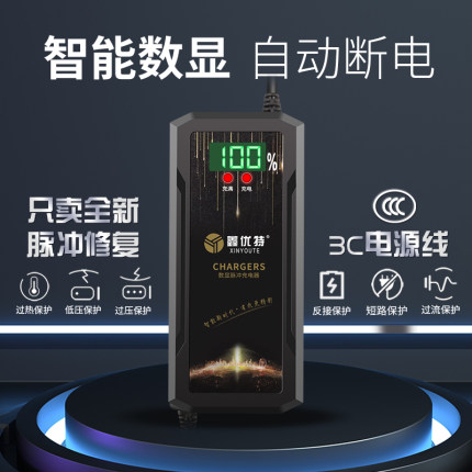 智能关机电动电瓶车充电器60V20Ah72V30Ah通用自动断电