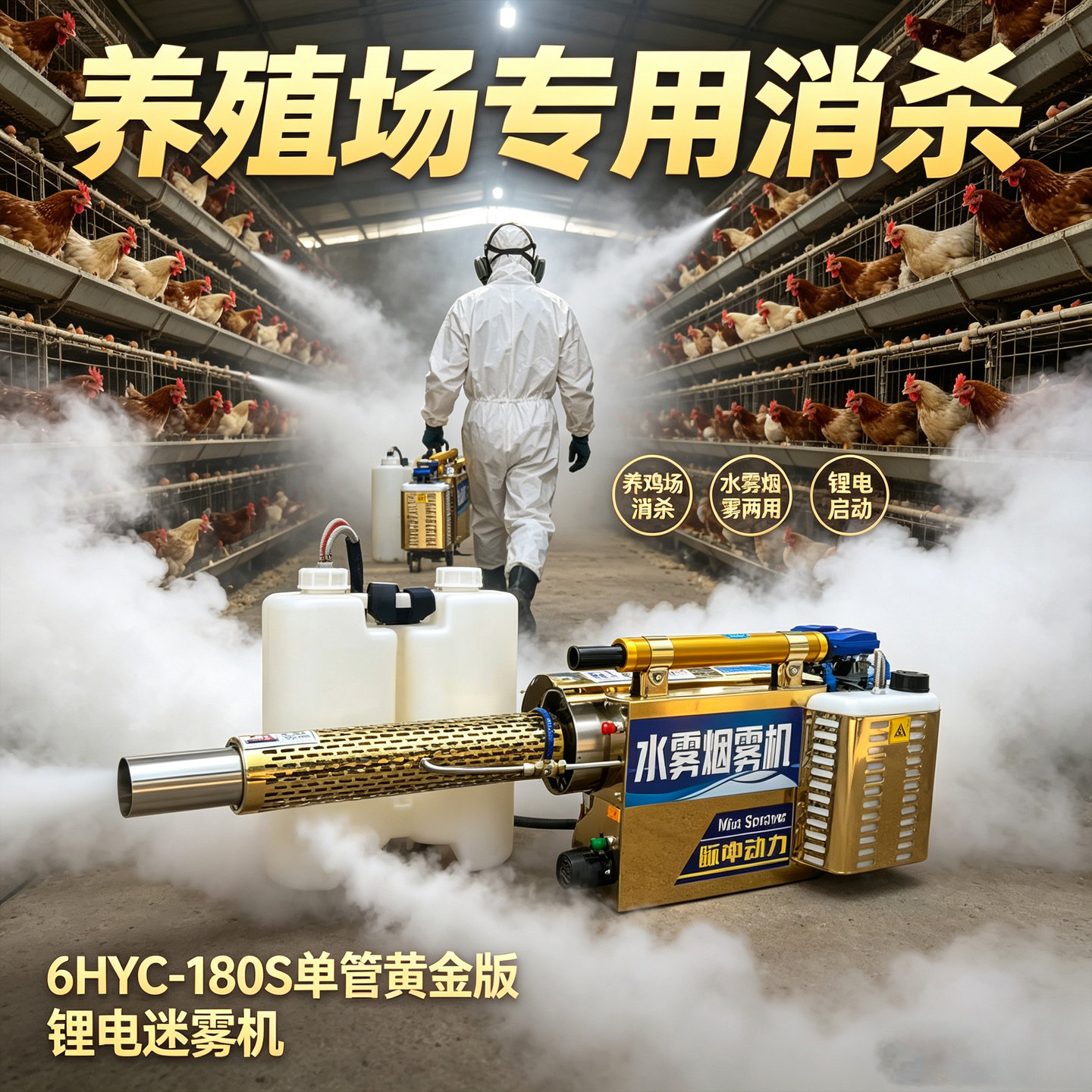 汽油打药机洪水后防疫养殖场垃圾站小区消毒弥雾机消杀专用喷雾器