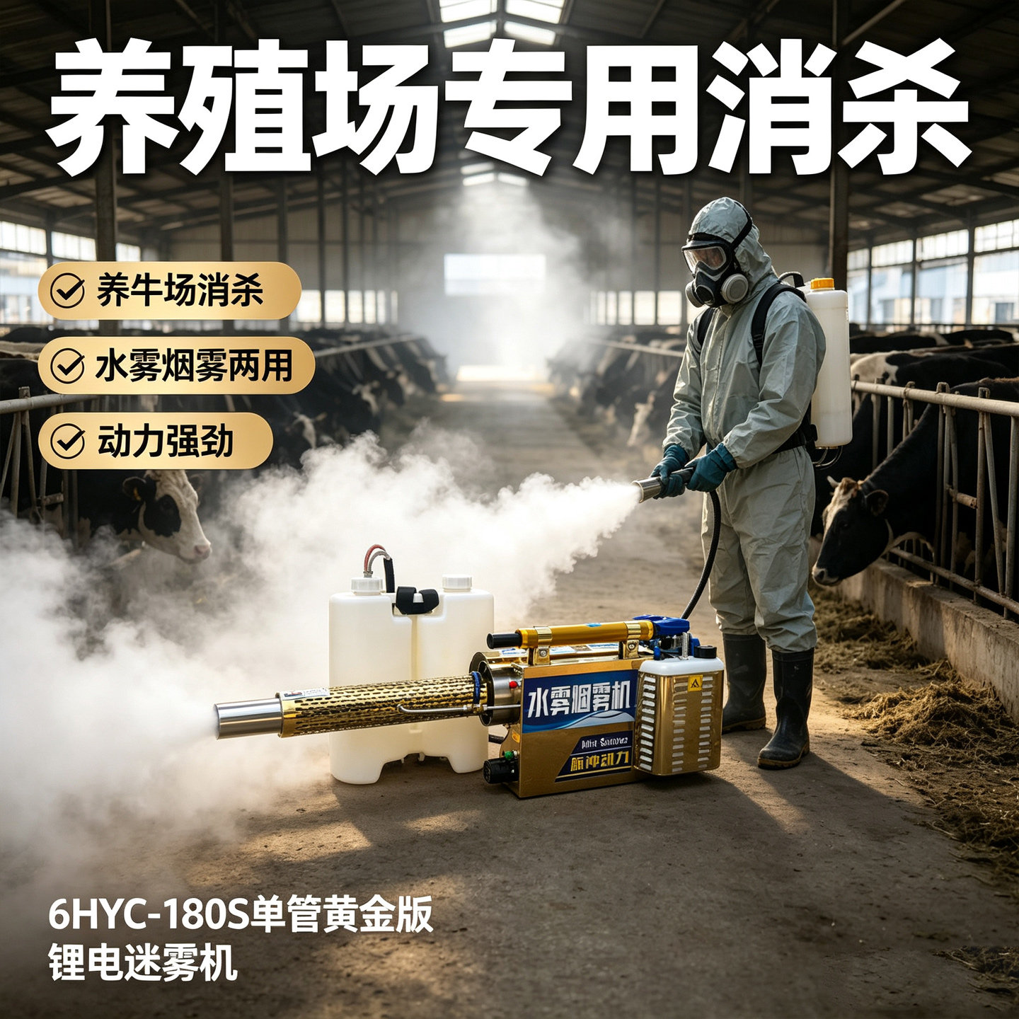 洪水后防疫养殖场垃圾站小区消毒弥雾机消杀专用喷雾器汽油打药机